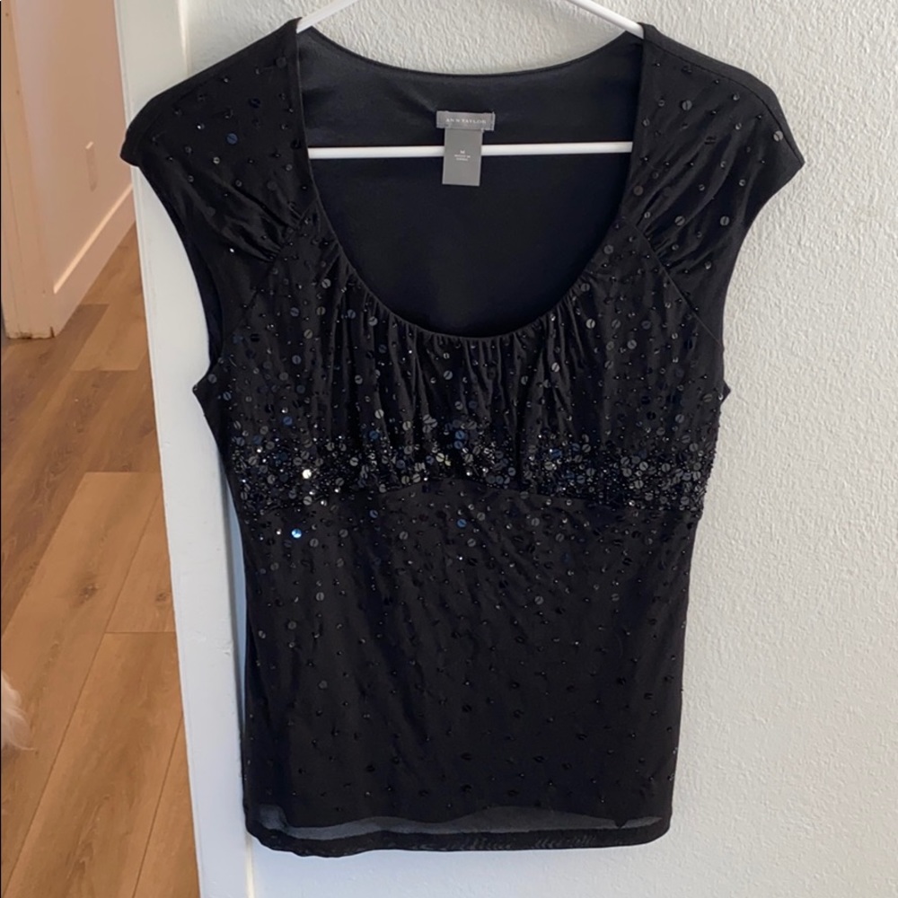 Ann Taylor Black sequin shirt